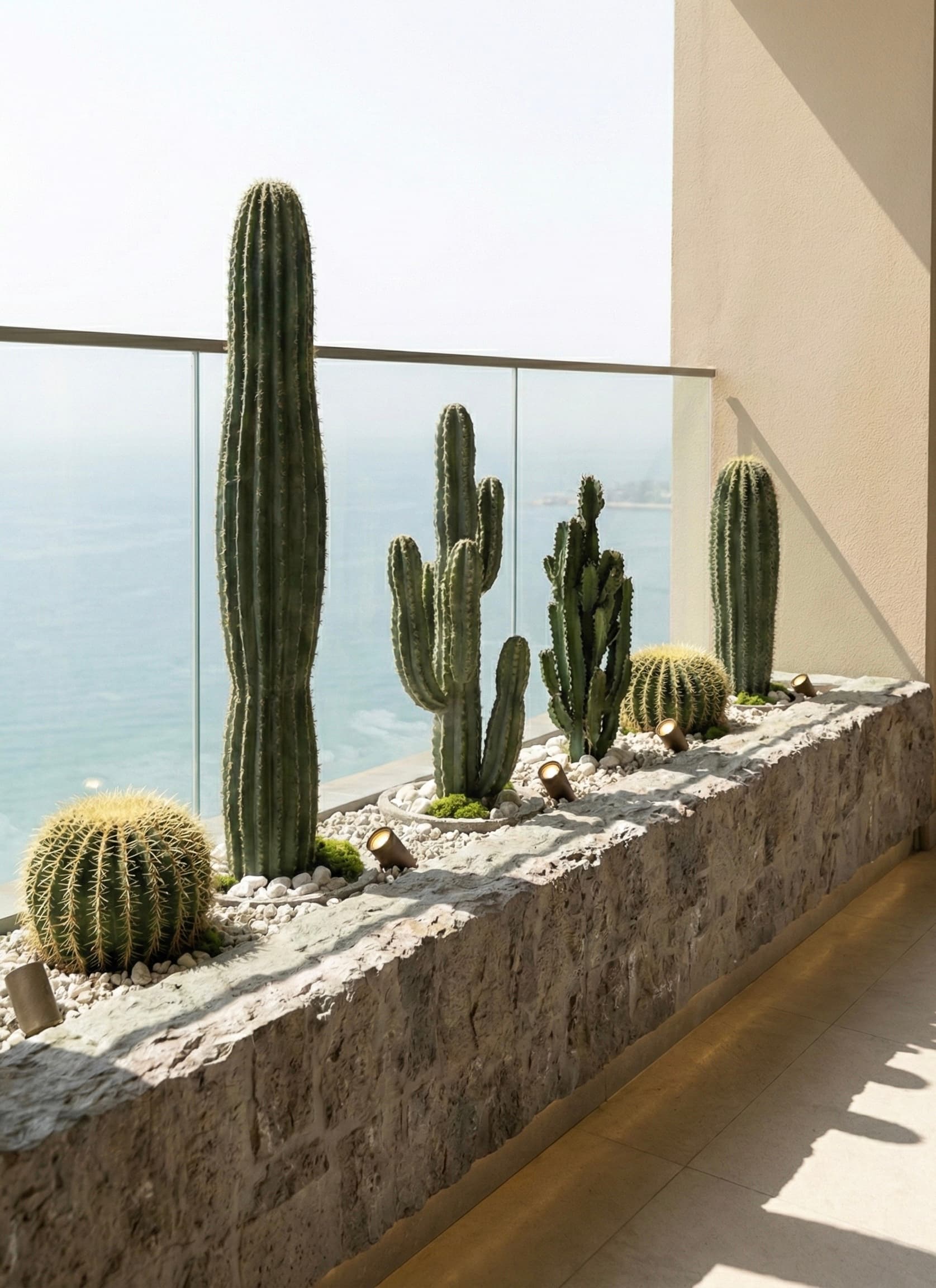 A balcony, redrawn as desert.